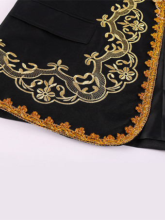 ブラック メンズ コート ヴィンテージ スチームパンク ヴィクトリアン 刺繍 長袖 レトロ コート