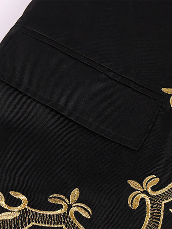 ブラック メンズ コート ヴィンテージ スチームパンク ヴィクトリアン 刺繍 長袖 レトロ コート