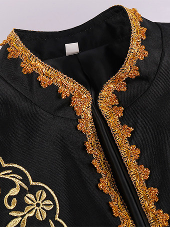 ブラック メンズ コート ヴィンテージ スチームパンク ヴィクトリアン 刺繍 長袖 レトロ コート