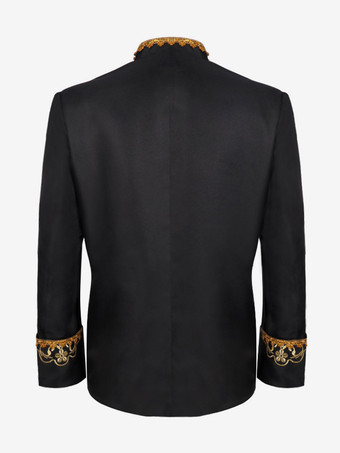 ブラック メンズ コート ヴィンテージ スチームパンク ヴィクトリアン 刺繍 長袖 レトロ コート