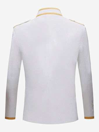 パープル メンズ レトロ スチームパンク コート ハイカラー 刺繍入り フロントジップ 長袖 ヴィンテージ コート