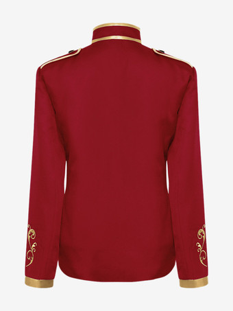 パープル メンズ レトロ スチームパンク コート ハイカラー 刺繍入り フロントジップ 長袖 ヴィンテージ コート