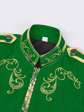 パープル メンズ レトロ スチームパンク コート ハイカラー 刺繍入り フロントジップ 長袖 ヴィンテージ コート