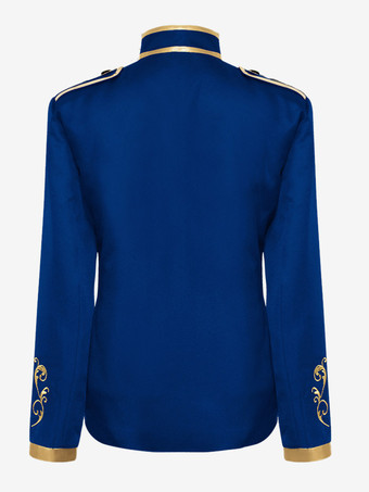 パープル メンズ レトロ スチームパンク コート ハイカラー 刺繍入り フロントジップ 長袖 ヴィンテージ コート