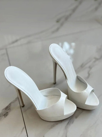 赤いセクシーなサンダル スリッパ プラットフォーム オープントゥ ハイヒール スライド