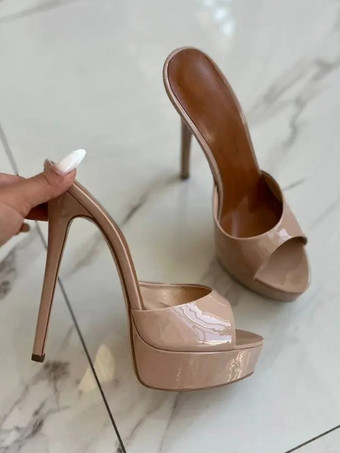 赤いセクシーなサンダル スリッパ プラットフォーム オープントゥ ハイヒール スライド