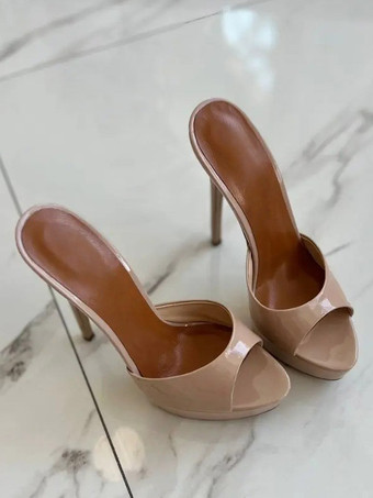 赤いセクシーなサンダル スリッパ プラットフォーム オープントゥ ハイヒール スライド