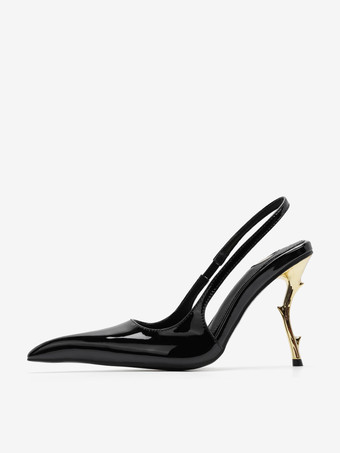 ハイヒール スリングバック パンプス レディース ポインテッドトゥ デザインヒール パーティシューズ