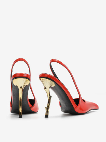 ハイヒール スリングバック パンプス レディース ポインテッドトゥ デザインヒール パーティシューズ