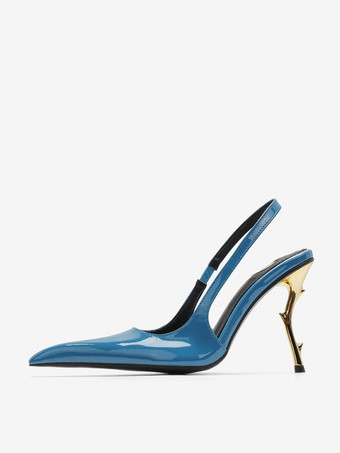 ハイヒール スリングバック パンプス レディース ポインテッドトゥ デザインヒール パーティシューズ