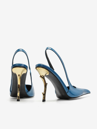 ハイヒール スリングバック パンプス レディース ポインテッドトゥ デザインヒール パーティシューズ