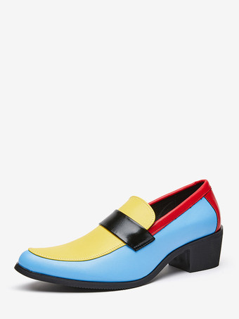 イエローメンズ スリッポン ローファー ラウンドトゥ パッチワーク カジュアル ドレスシューズ