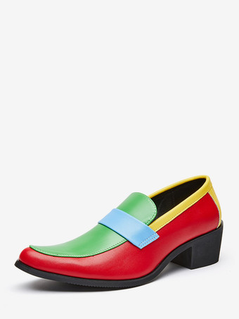 グリーン メンズ スリッポン ローファー ラウンドトゥ パッチワーク カジュアル ドレスシューズ