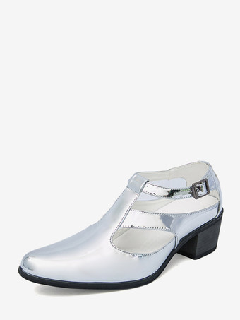 argent Chaussures métallisées dorées à bout rond et talon compensé ajouré