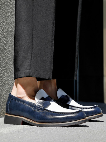 Mocassins Penny pour hommes bout rond patchwork chaussures à enfiler