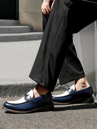 Mocassins Penny pour hommes bout rond patchwork chaussures à enfiler