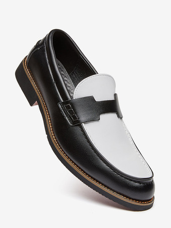 Mocassins Penny pour hommes bout rond patchwork chaussures à enfiler