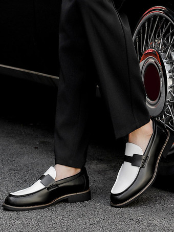 Mocassins Penny pour hommes bout rond patchwork chaussures à enfiler