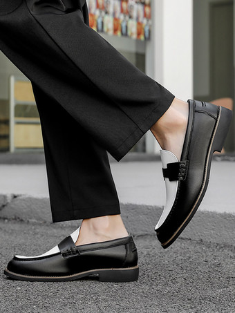 Mocassins Penny pour hommes bout rond patchwork chaussures à enfiler