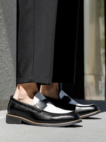 Mocassins Penny pour hommes bout rond patchwork chaussures à enfiler