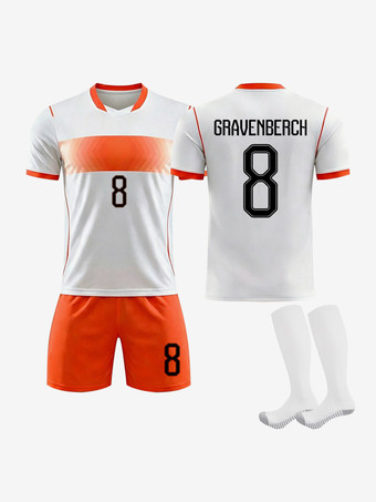 N°8Maillot extérieur des Pays-Bas 2026 n° 4 Virgil n° 10 Memphis. Ensemble 3 pièces pour adultes et enfants.