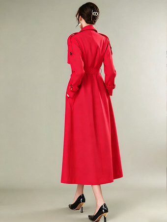 Gabardina para mujer moderna con cuello vuelto y botones abrigo largo completo