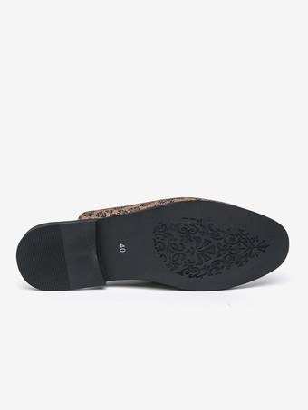 Mocassins mules pour hommes imprimé léopard bout rond détails métalliques sans talon