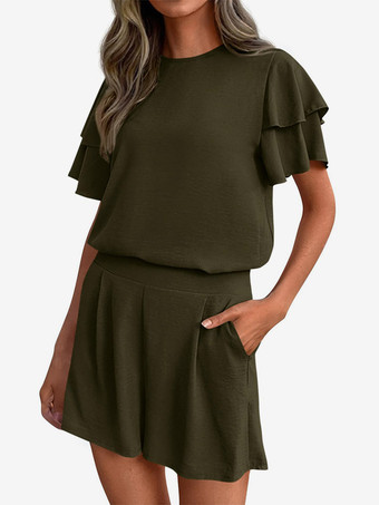 vert forêt foncéEnsemble deux pièces : pantalon t-shirt noir à col rond et manches courtes.