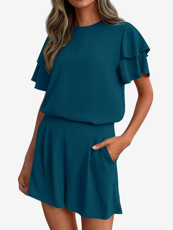 SarcelleEnsemble deux pièces : pantalon t-shirt noir à col rond et manches courtes.