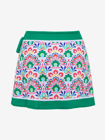 Ensemble maillot de bain vert sexy à lacets dos nu imprimé col en V sans manches
