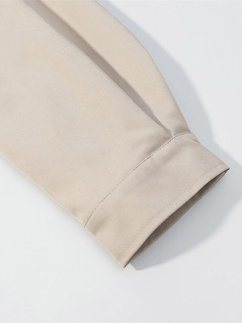 Ensemble 2 pièces : pantalon blanc plissé en polyester col rabattu manches longues.