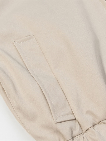 Ensemble 2 pièces : pantalon blanc plissé en polyester col rabattu manches longues.