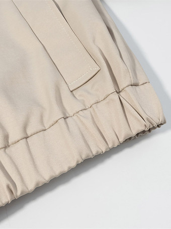 Ensemble 2 pièces : pantalon blanc plissé en polyester col rabattu manches longues.