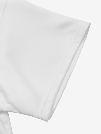 半袖シャツ、白、ビスコース素材、ジュエルネック、レディース、夏用Tシャツ