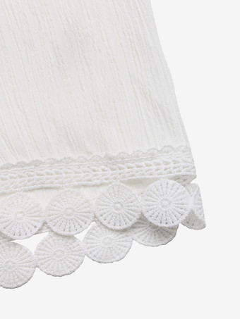 Pantalon large à ourlet en dentelle blanche et cordon de serrage coupe ample et décontractée idéal pour l'été.