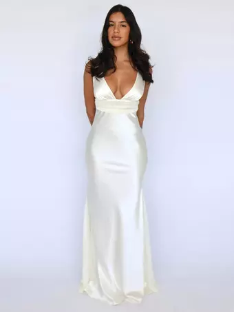 slim fit dress slacks Elegant Ivory Bamboo Maxi Dress main image 1