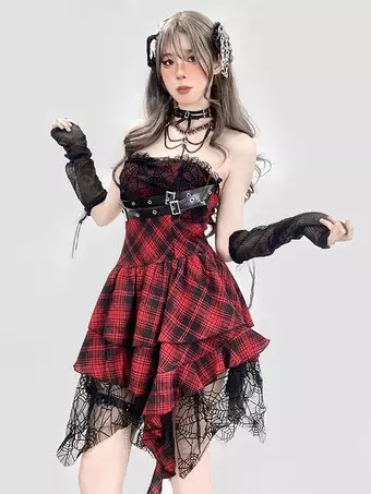 black and red dress gothic Wine Vampire Drawstring Lace Skirt / Dress + Wristcuffs Set What is included Ruchel Red and Black Lace