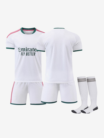 ViergeMaillot domicile 26/27 du club de football ensemble 3 pièces personnalisé blanc à manches courtes pour adultes et enfants