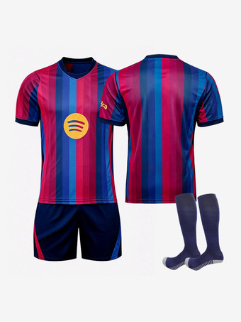 ViergeMaillot domicile personnalisé du club de football 26/27 rayures bleues et rouges ensemble 3 pièces