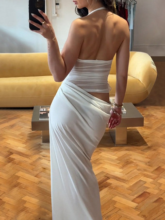 Robe de soirée maxi bleue à fleurs sans manches sexy et semi-formelle idéale pour l'été.