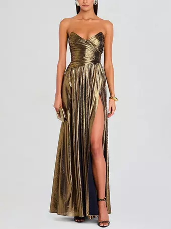 Party Dress Maxi Gold Sleeveless Backless Sexy Semi Formal Ball Gown -  Milanoo.com