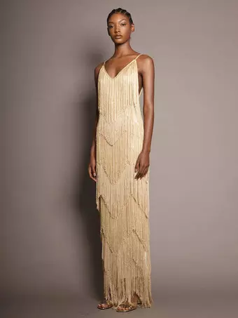 Party Dress Maxi Gold V-Neck Sleeveless Open Shoulder Sexy Semi Formal  Summer Dress - Milanoo.com