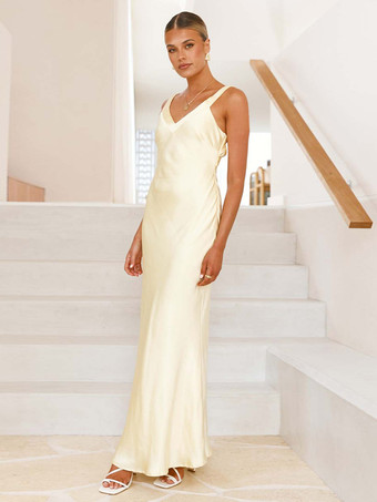 Robe de soirée longue bleu royal à bretelles col sans manches dos nu sexy et semi-formelle