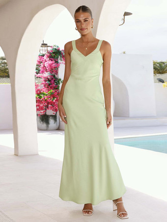 vert clair Robe de soirée longue bleu royal à bretelles col sans manches dos nu sexy et semi-formelle