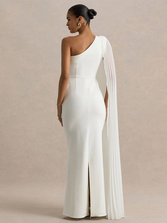 Robe longue bleue décontractée fendue sur le devant sans manches et asymétrique idéale pour une soirée en amoureux.