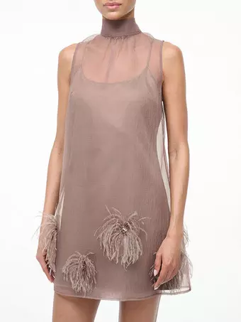 light brown dresses BABARONI Chiffon Brown Bridesmaid Dresses V-neck Tea-length Spaghetti  Straps Bow A-line main image 0