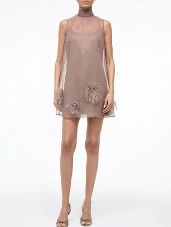 Mini Dresses Light Brown Sleeveless Lace Up Chiffon Short Dress For Women Mini Dresses