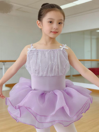 ラベンダーバレエダンス衣装 ラベンダー色 子供用バレリーナ ポリエステル製ドレス ダンス衣装
