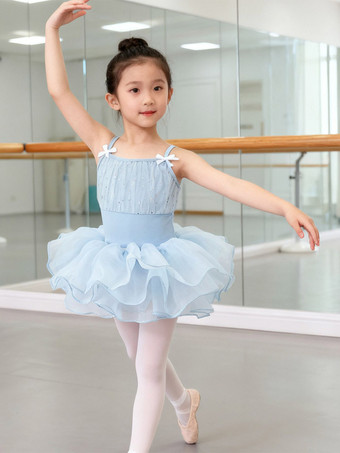 ライトスカイブルーバレエダンス衣装 ラベンダー色 子供用バレリーナ ポリエステル製ドレス ダンス衣装