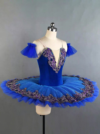 ブルー バレエダンス衣装 パープル 女の子用 子供用 バレリーナ 刺繍入り ポリエステル ダンスウェア